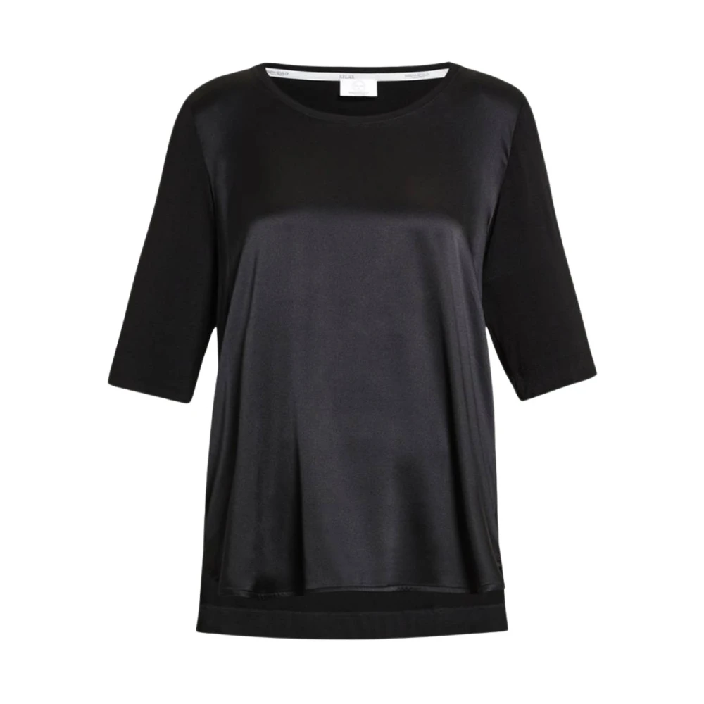 Marina Rinaldi Zijden en Jersey T-shirt Black Dames