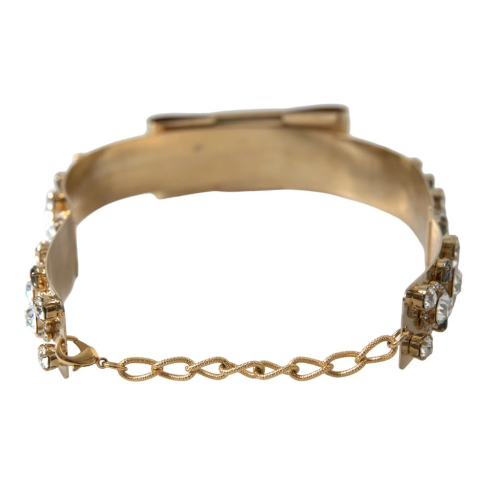 Dolce & Gabbana Kristalversierde Gouden Taille Riem Yellow Dames