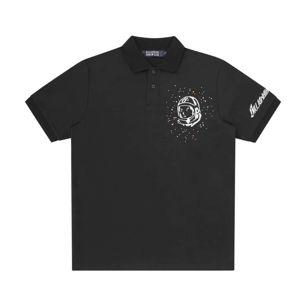 Billionaire Black Polo Shirts, Male, Xl, Astro Piquet Polo With Embellishments