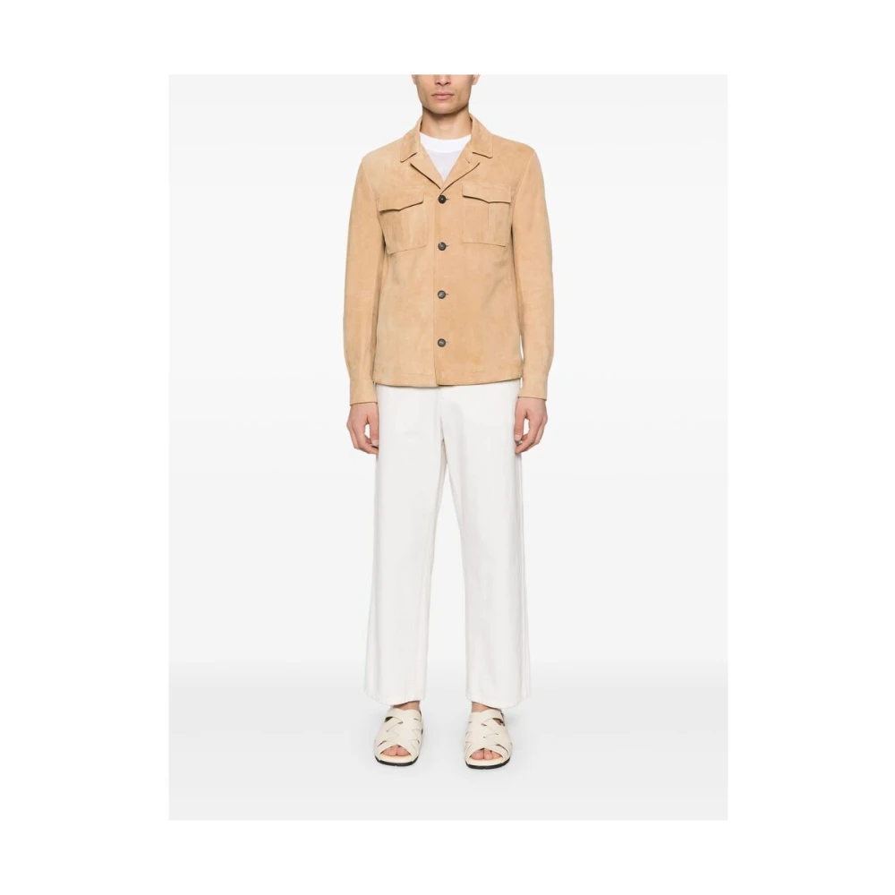 Tagliatore Leren Buitenbekleding Beige Heren