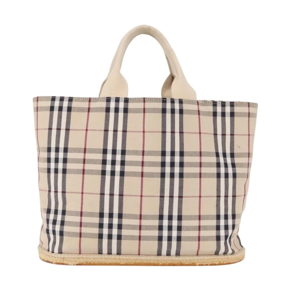 Burberry Vintage Women's Beige Pre-Owned Vintage Haymarket Check Canvas Tote Bag