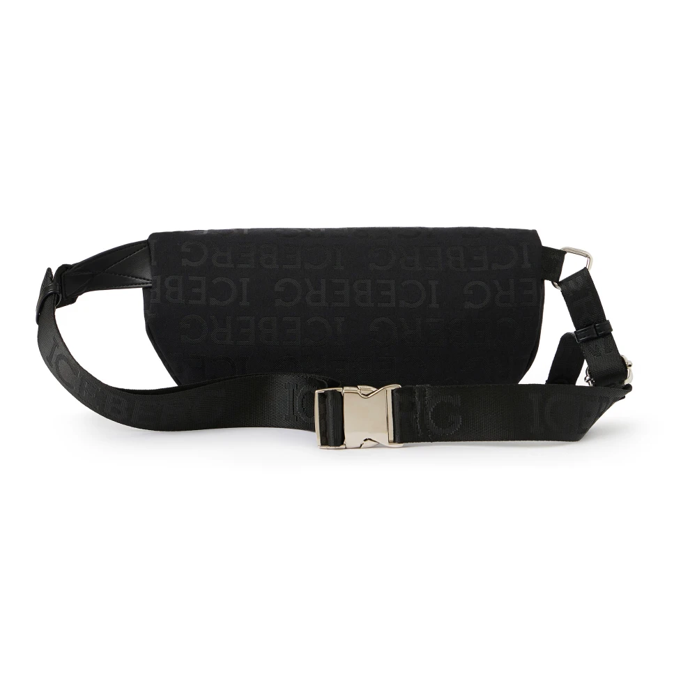 Iceberg Zwarte zak in allover jacquard stof met logo Black Heren