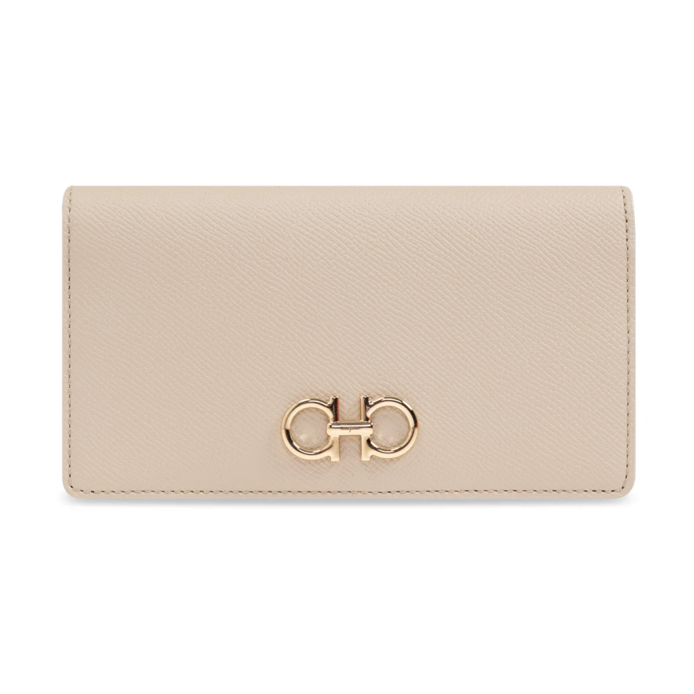 Salvatore Ferragamo Leren portemonnee Beige Dames