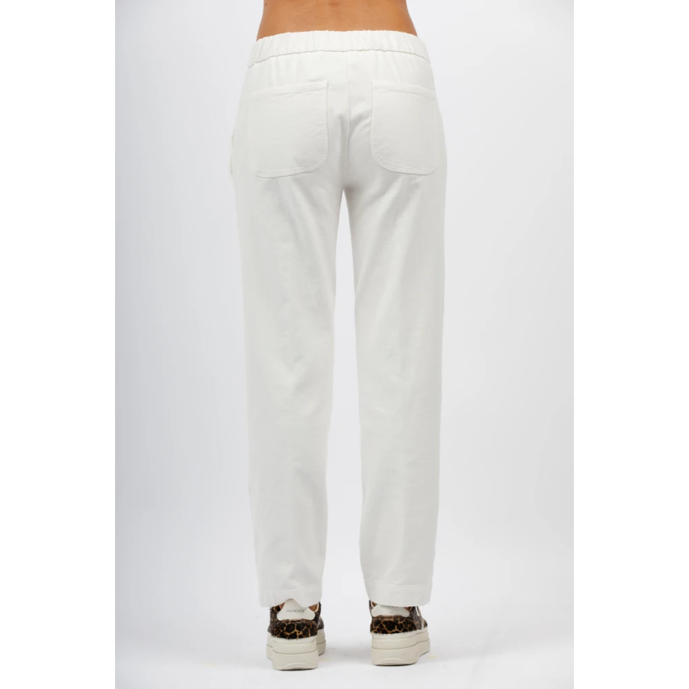 Rosso35 Katoenen Elastische Taillebroek met Achterzakken White Dames