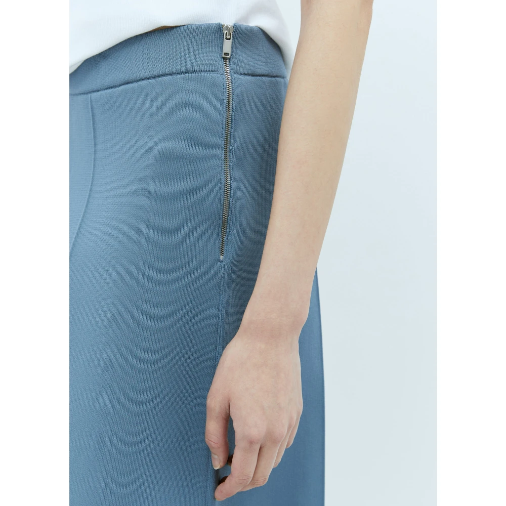 Jil Sander Gebreide Bermuda Shorts met Middenplooien Blue Dames