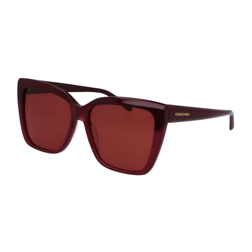 Salvatore Ferragamo Röda Linser Bordeaux Solglasögon Sf1102S Red, Unisex