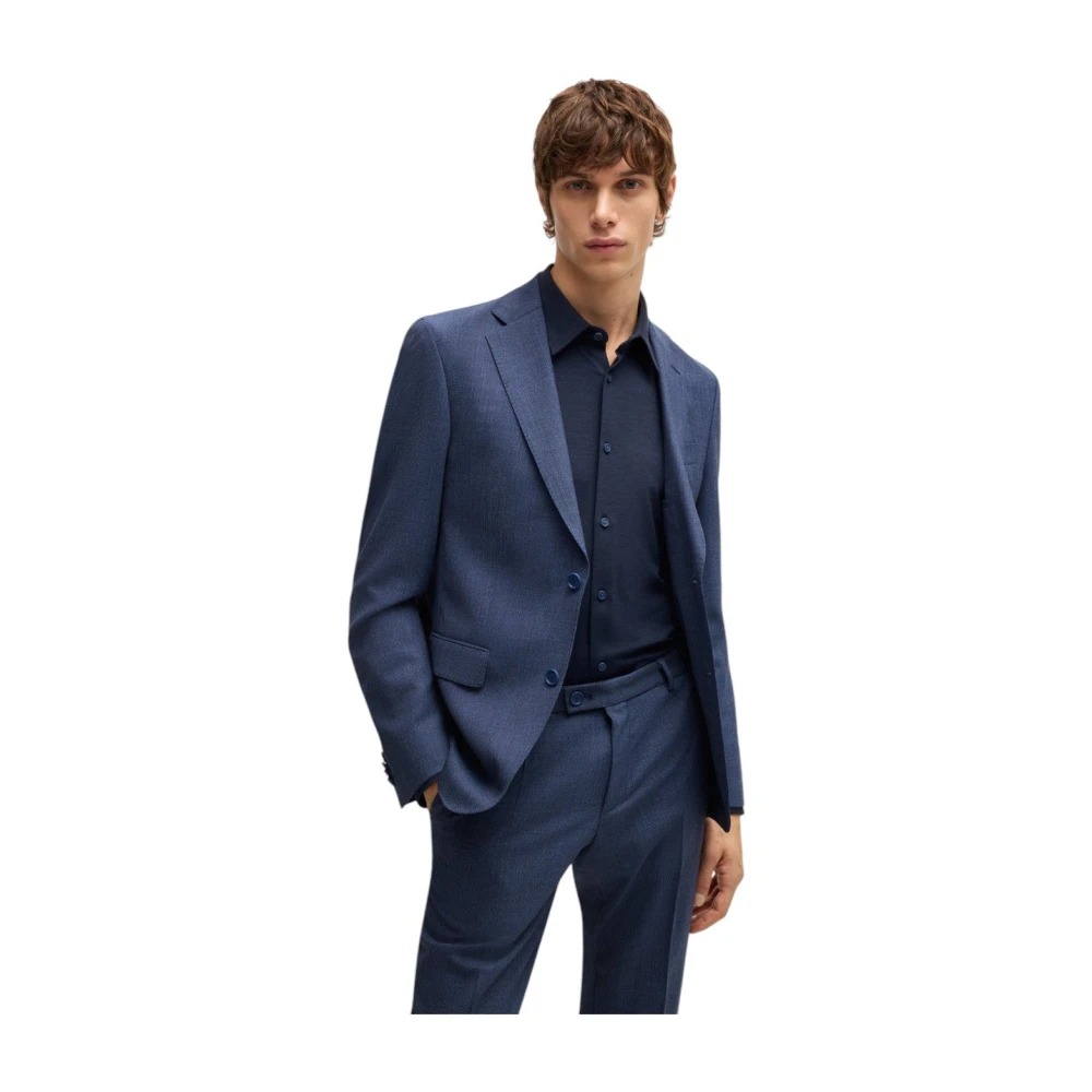 Hugo Boss Navy Slim-Fit Prestatie Shirt Blue Heren