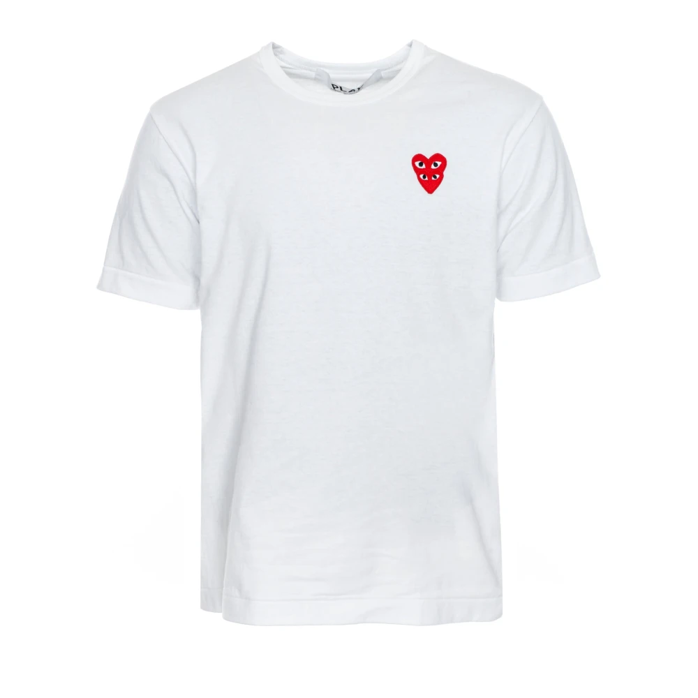 Comme des Garçons Play Logo Patch T-shirt med rund hals White, Herr