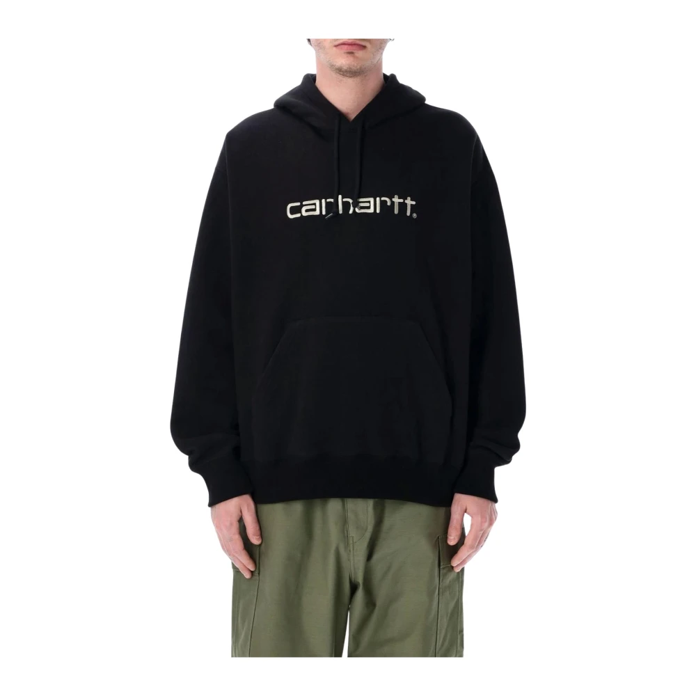 Junya Watanabe Black Hoodies, Male, S, Relaxed Fit Overhead Fleece Hoodie With Pouch Pocket