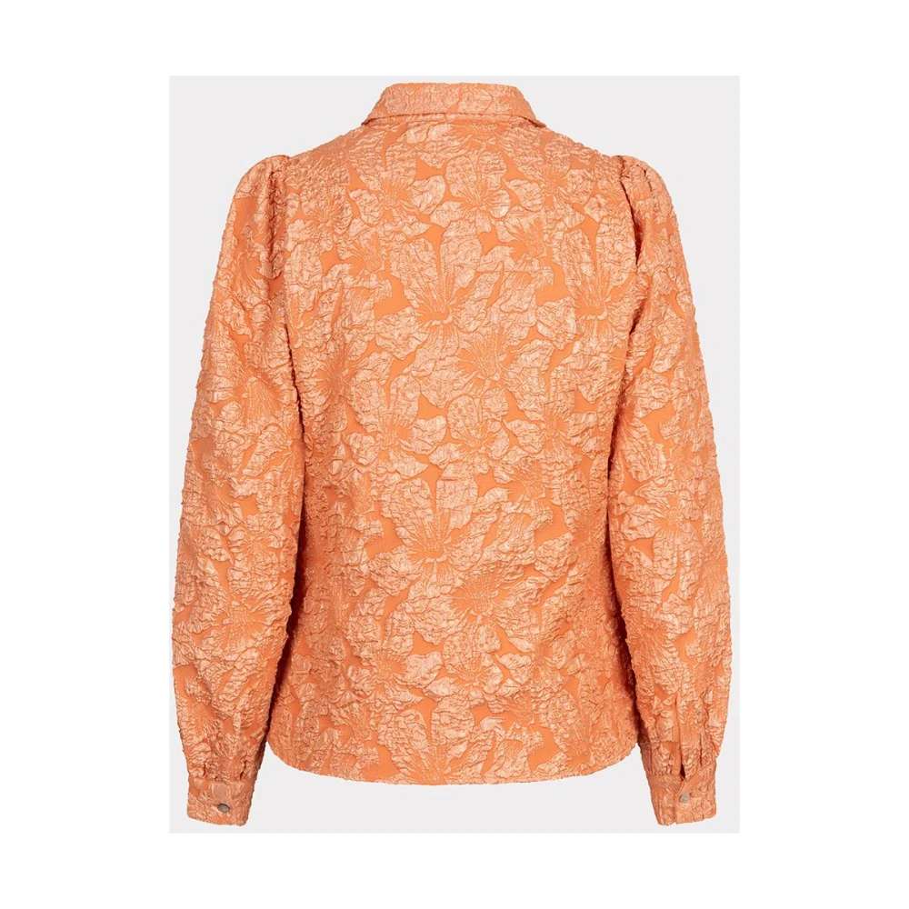 Esqualo Bloem Jacquard Basic Blouse Amber Glow Orange Dames