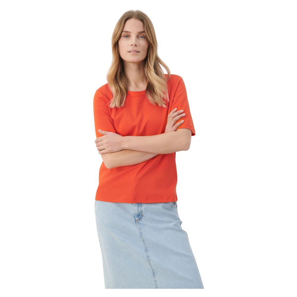 Økologisk Bomull T-skjorte i Rød-Oransje