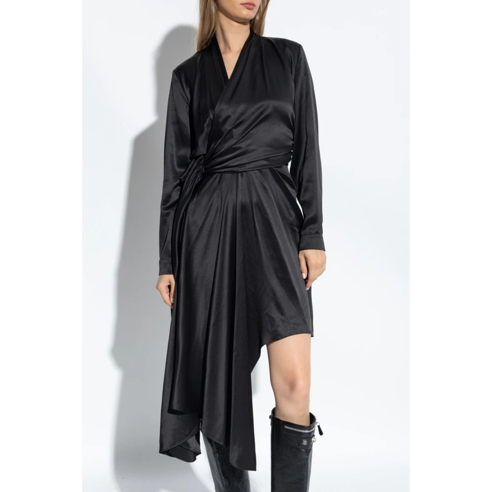 Balenciaga Asymmetrisch gesneden zijden jurk Black Dames