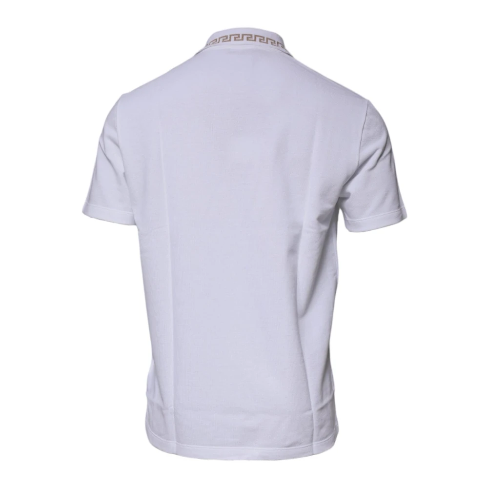 Versace Wit Goud Gekraagd Polo T-shirt White Heren