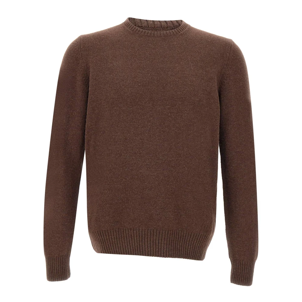 Gran Sasso Bruine Wol Crew Neck Sweater Brown Heren