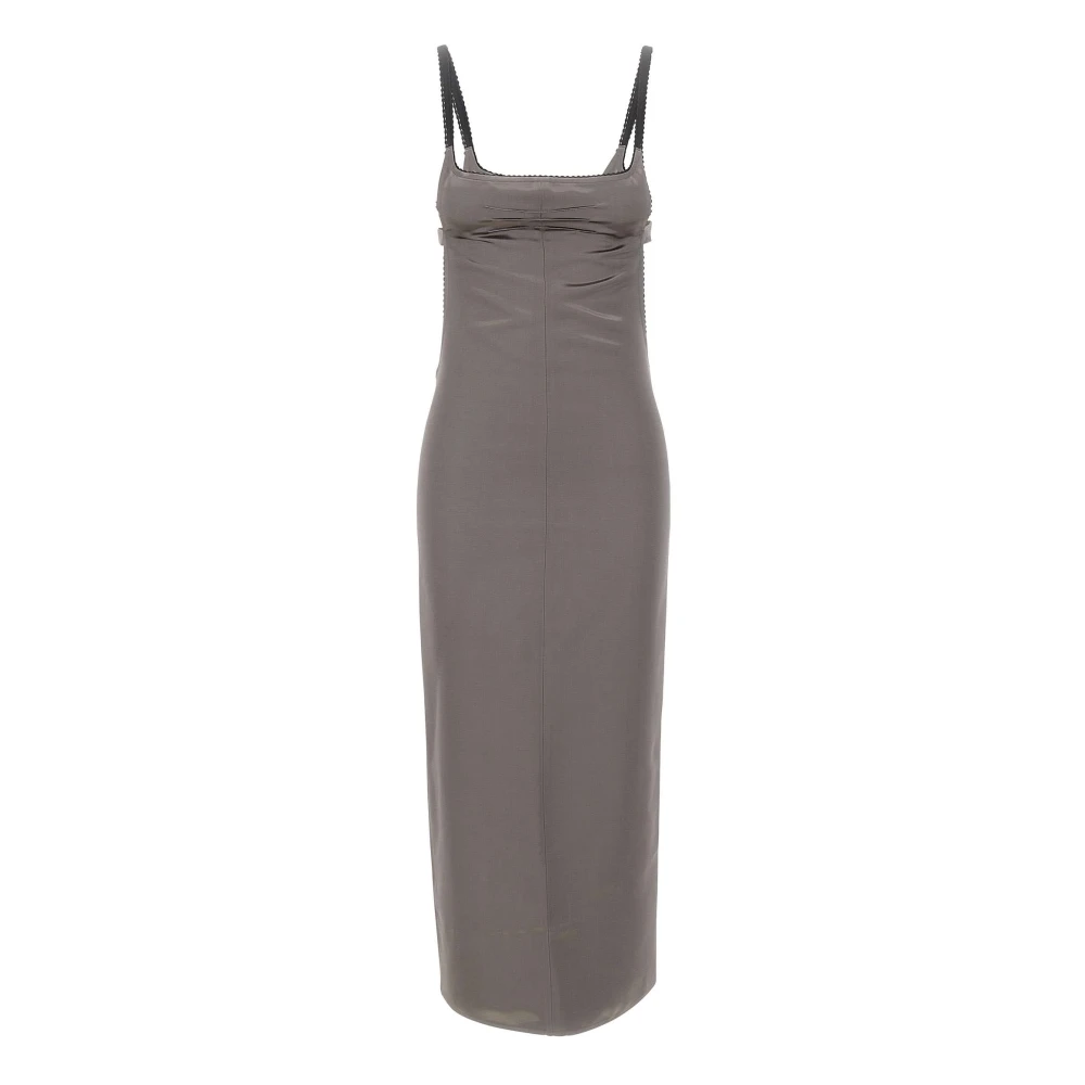 The Attico Women's Gray Midi Dresses, M, Satin Midi Dress