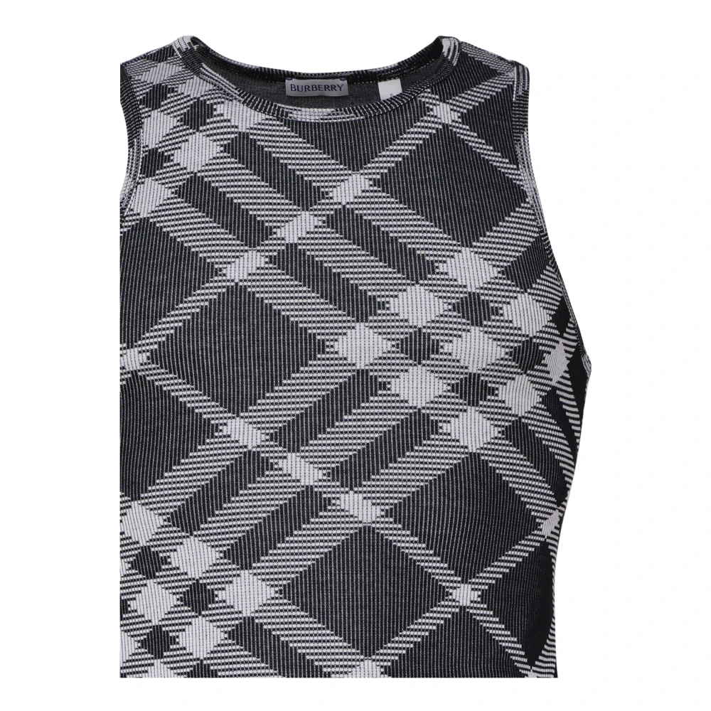 Burberry Vintage Check Print Sleeveless Sweater Gray Heren