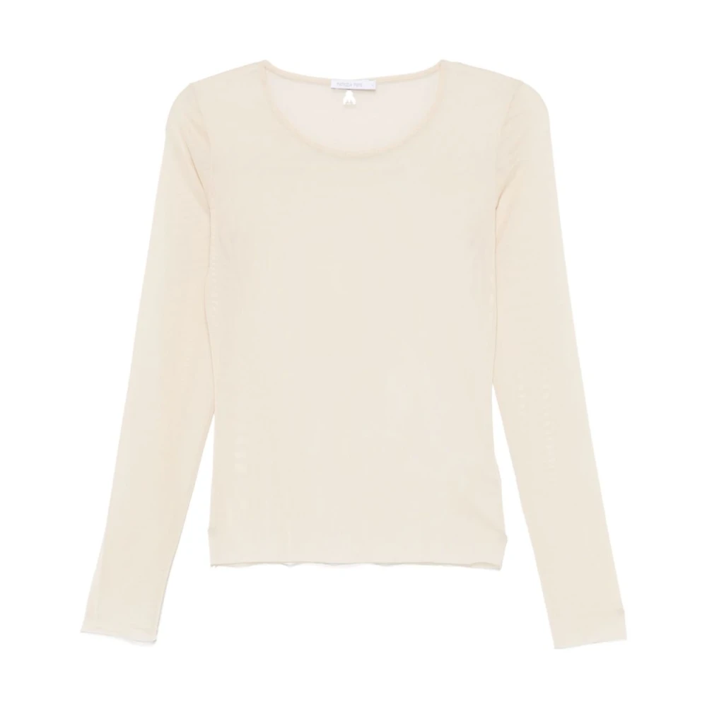 PATRIZIA PEPE Beige Ronde Hals Langemouw Top Beige Dames