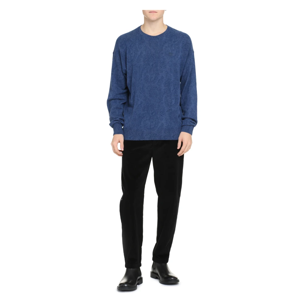ETRO Wollen Trui met Paisley Motief Blue Heren