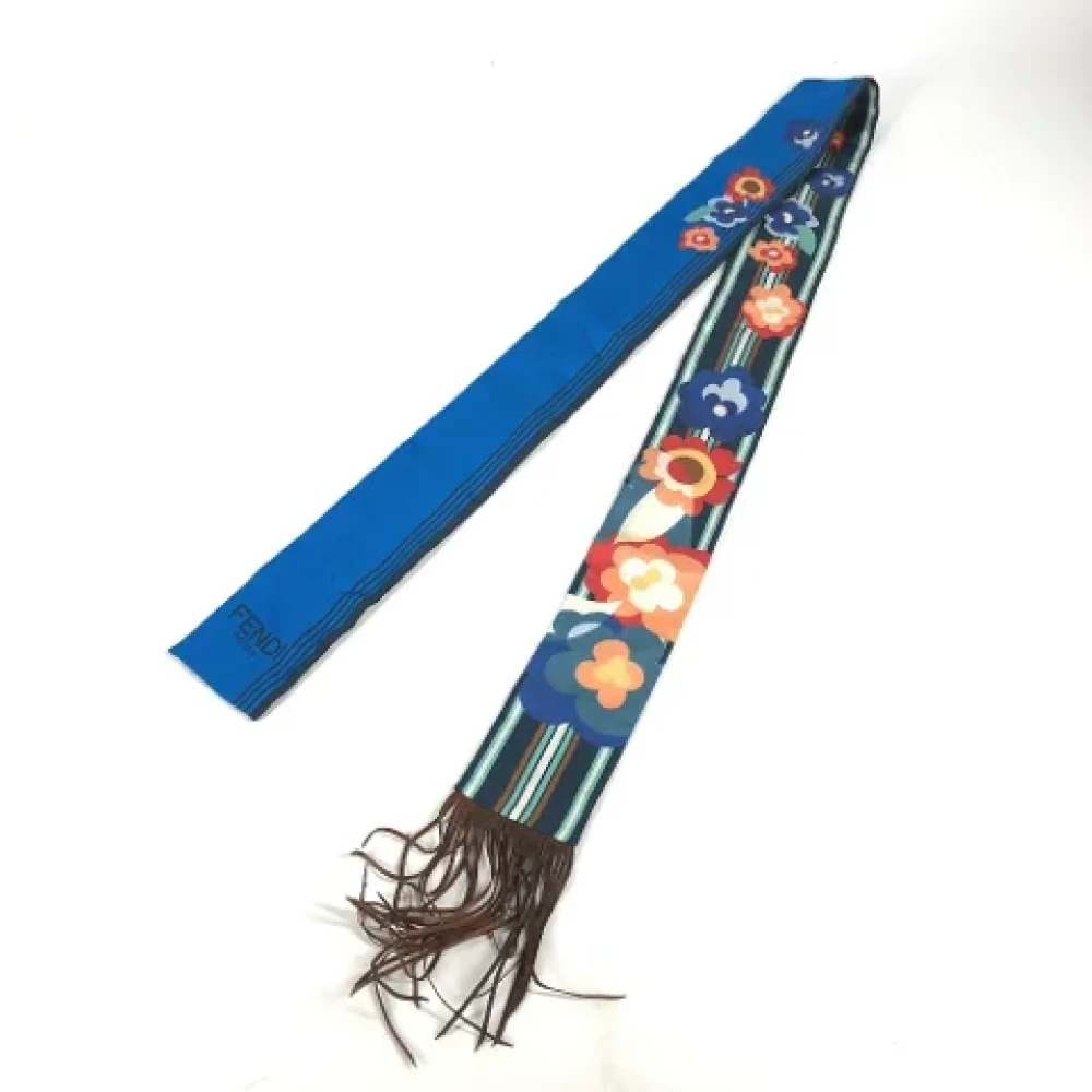 Fendi Vintage Pre-owned Silk scarves Blue Dames