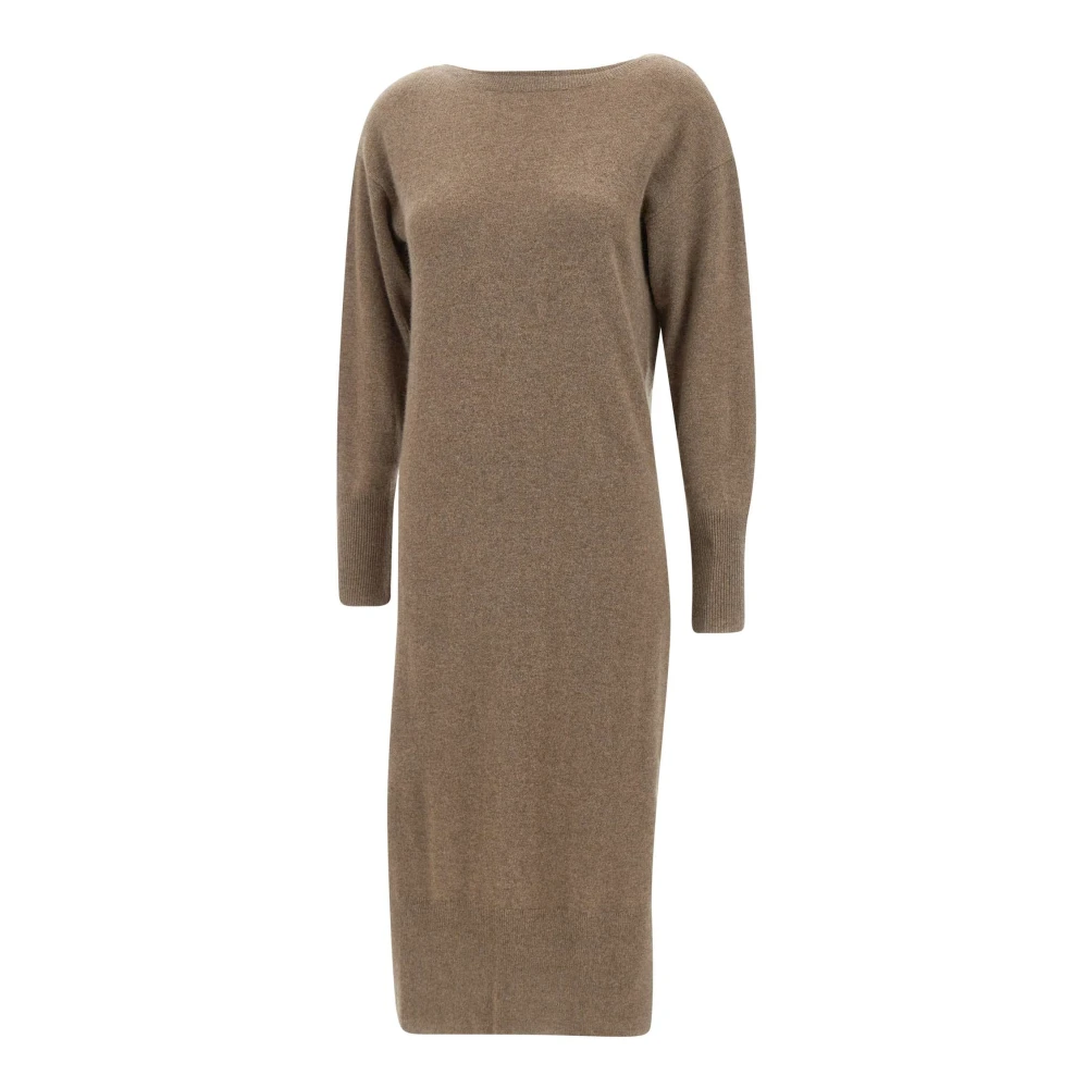 Notshy Kasjmier Taupe Jurk met V-Hals Brown Dames