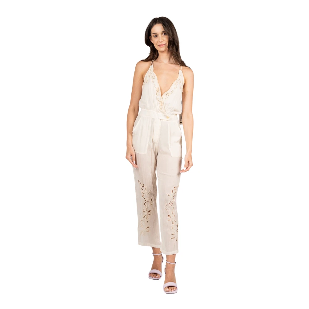 Patrizia Pepe Femme Beige Combinaisons Et Ensembles, Taille: 38 Fr Combinaison Élégante Avec Broderie Et Perles