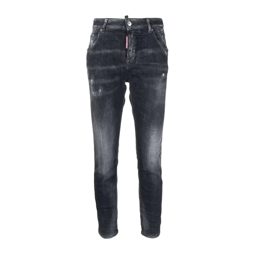 Dsquared2 Women's Black Slim-Fit Jeans,, Italian Jeans Trousers Stylish Design Medium
