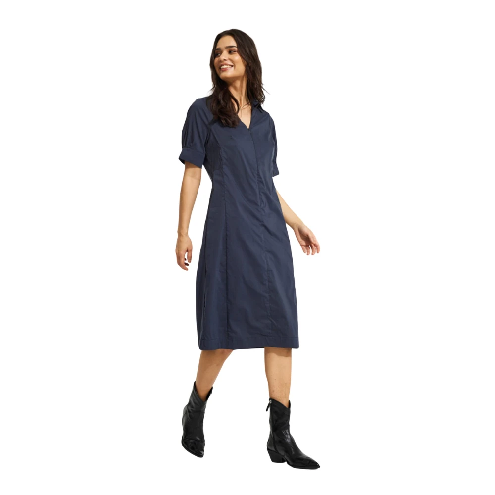 IN Front Navy Jurk met Pofmouwen Blue Dames