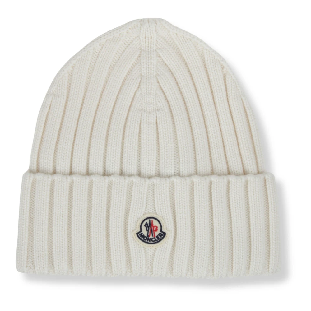 Moncler Donna Bianco - Berretto In Lana Con Logo - Accessories - One Size