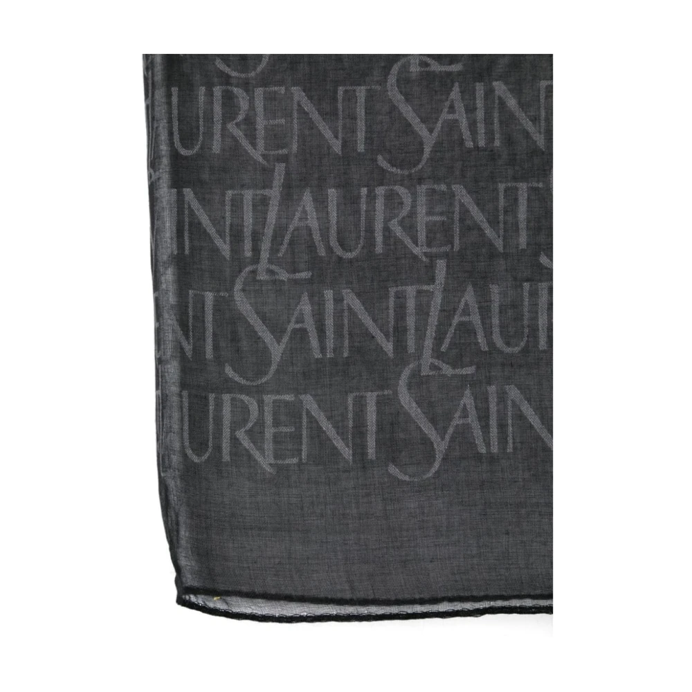 Saint Laurent Zwart Kaasdoek Sjaal met Logopatroon Black Dames