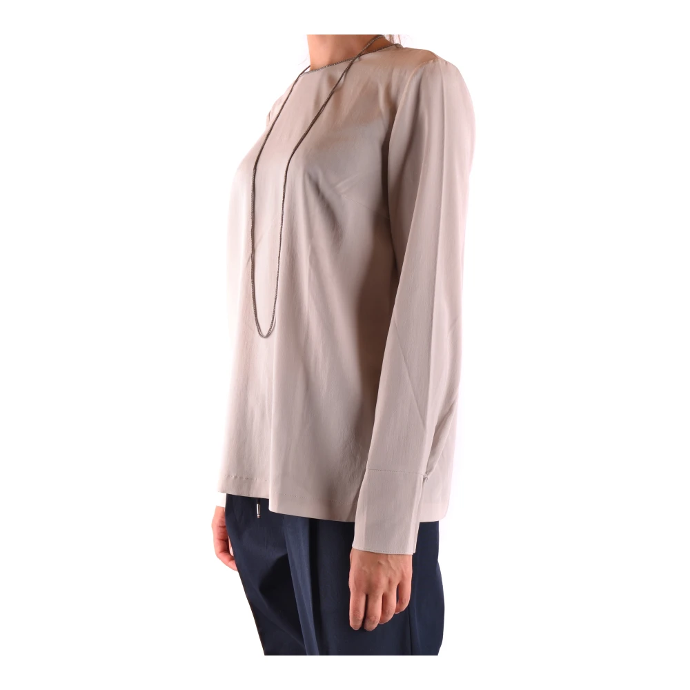 BRUNELLO CUCINELLI Klassieke Katoenen Overhemd Beige Dames