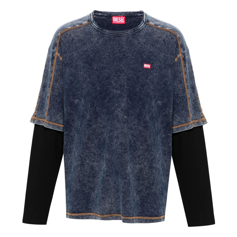 Diesel Blauw Dubbellaags Langemouw T-shirt Blue Heren