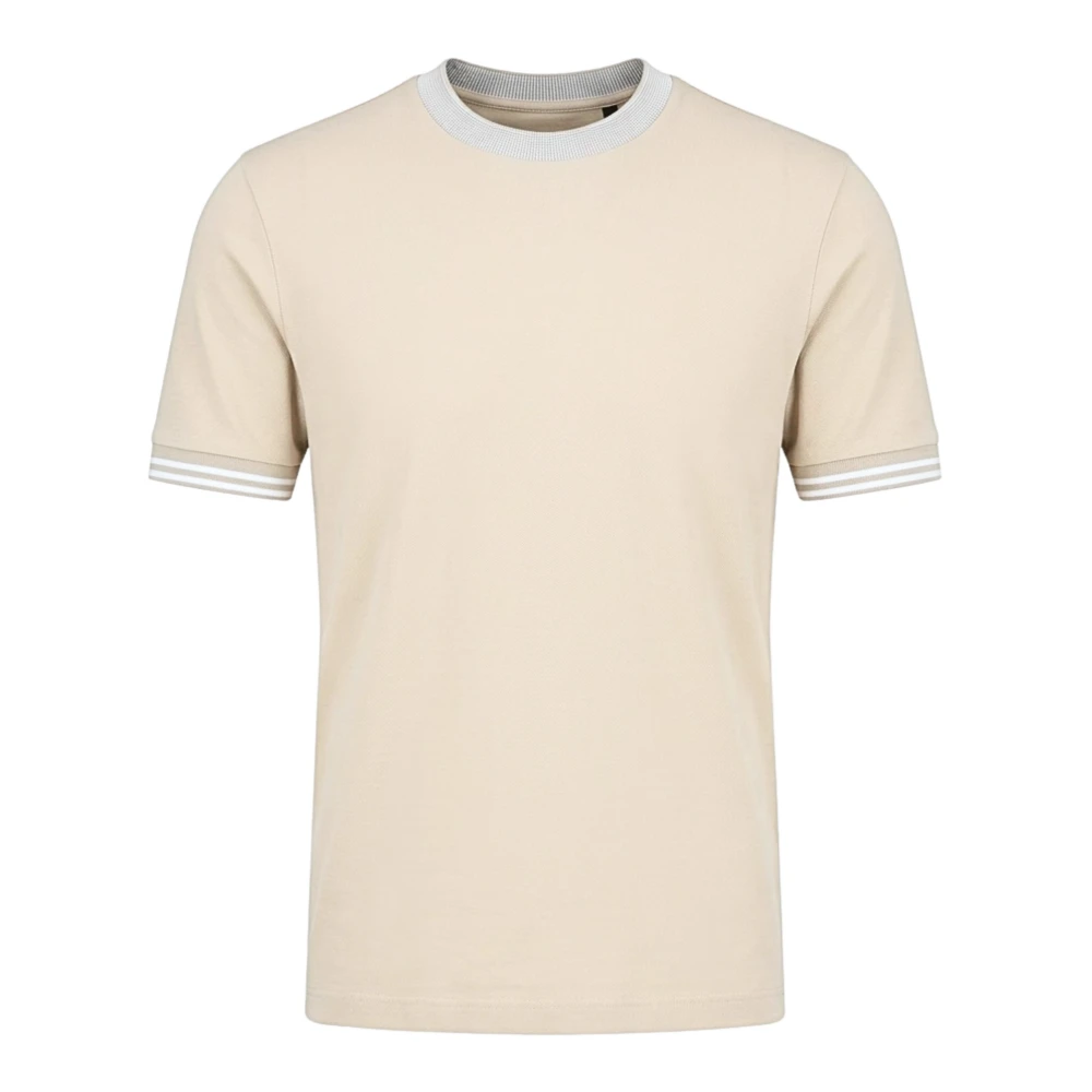 Boss Men's Beige T-Shirt Slim Fit In Cotone Mercerizzato Con Dettagli A Contrasto - T-Shirts - 2XL - Tops