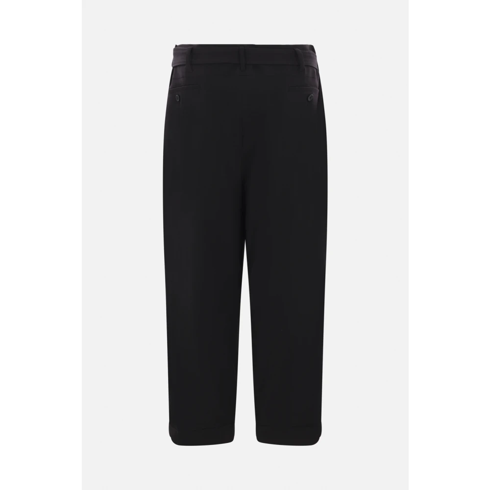 Yohji Yamamoto Zwarte wollen gabardine geplooide broek Black Dames
