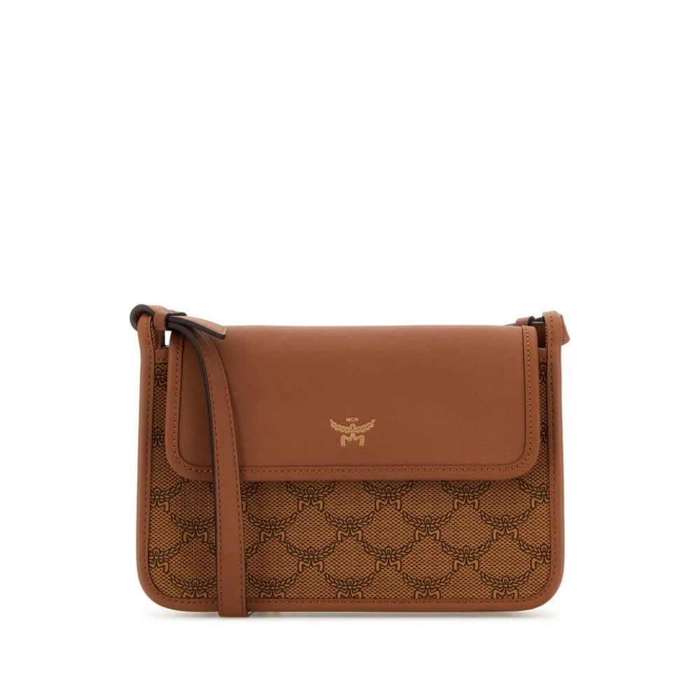 MCM Cognac Brun Canvas Axelväska Brown, Dam