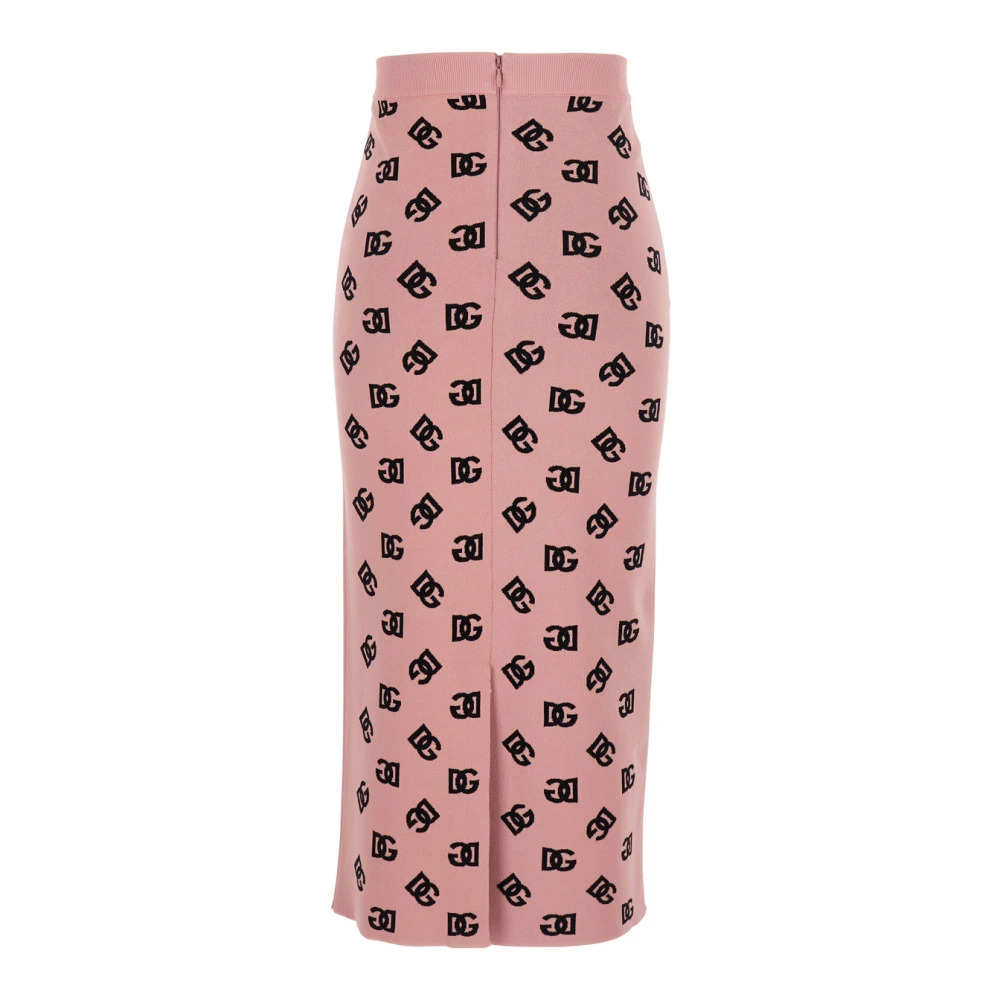 Dolce & Gabbana Roze potloodrok met all-over logoprint Pink Dames