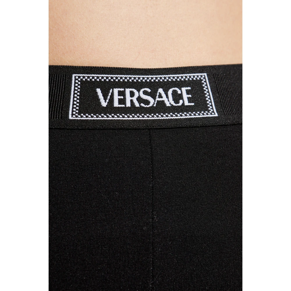 Versace Leggings met logopatch Black Dames
