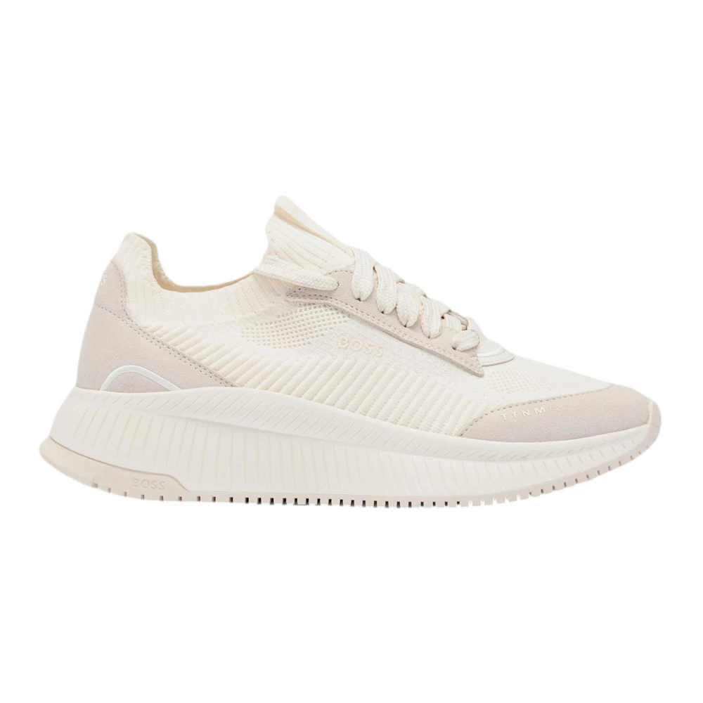 Hugo Women's Beige Knit And Suede Trainers Low Top - Sneakers - 7 Uk - Shoes