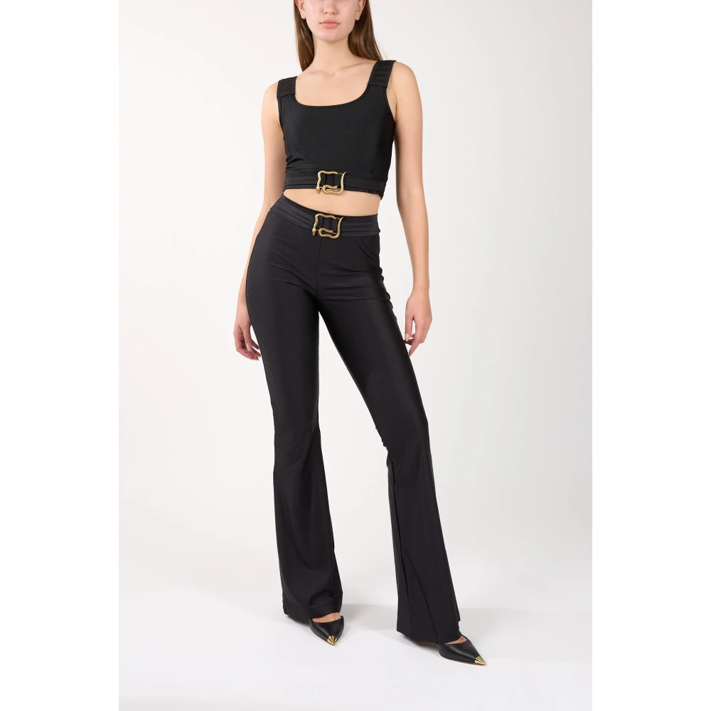 Just Cavalli Hoge taille lycra leggings met metalen accessoire Black Dames