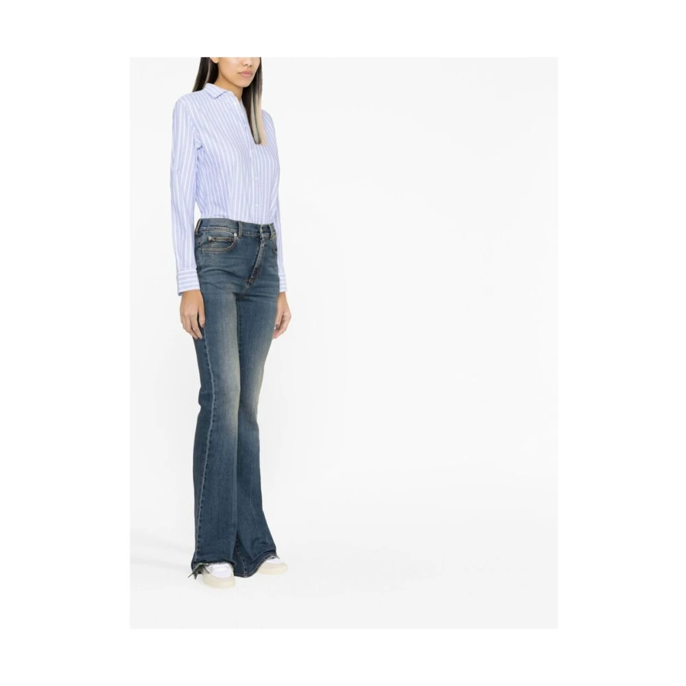 Ralph Lauren Gestreepte blouse met logo detail Blue Dames