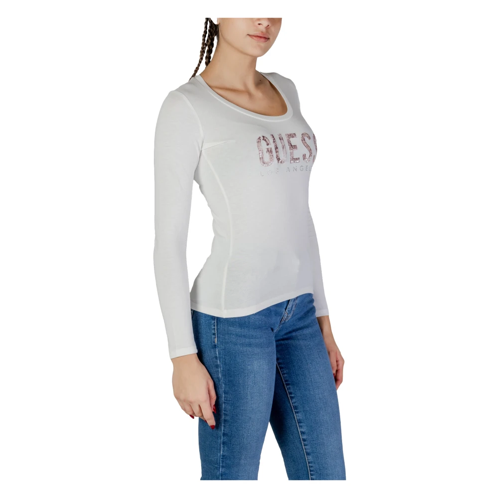 Guess Lange Mouwen T-shirt Lente Zomer Collectie White Dames