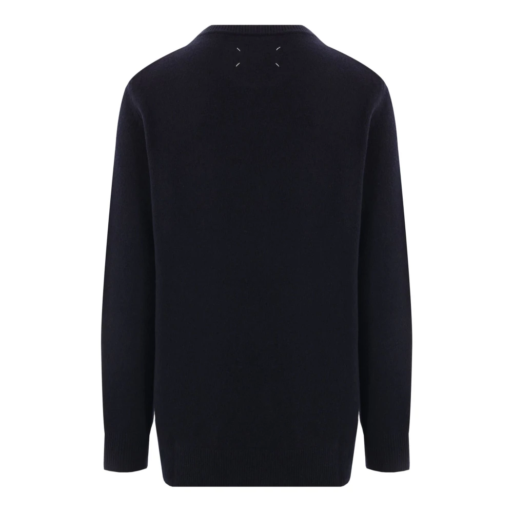 Maison Margiela Blauwe Gebreide Trui met Logodetail Blue Heren
