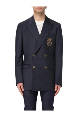 Crest Broderad Blå Blazer