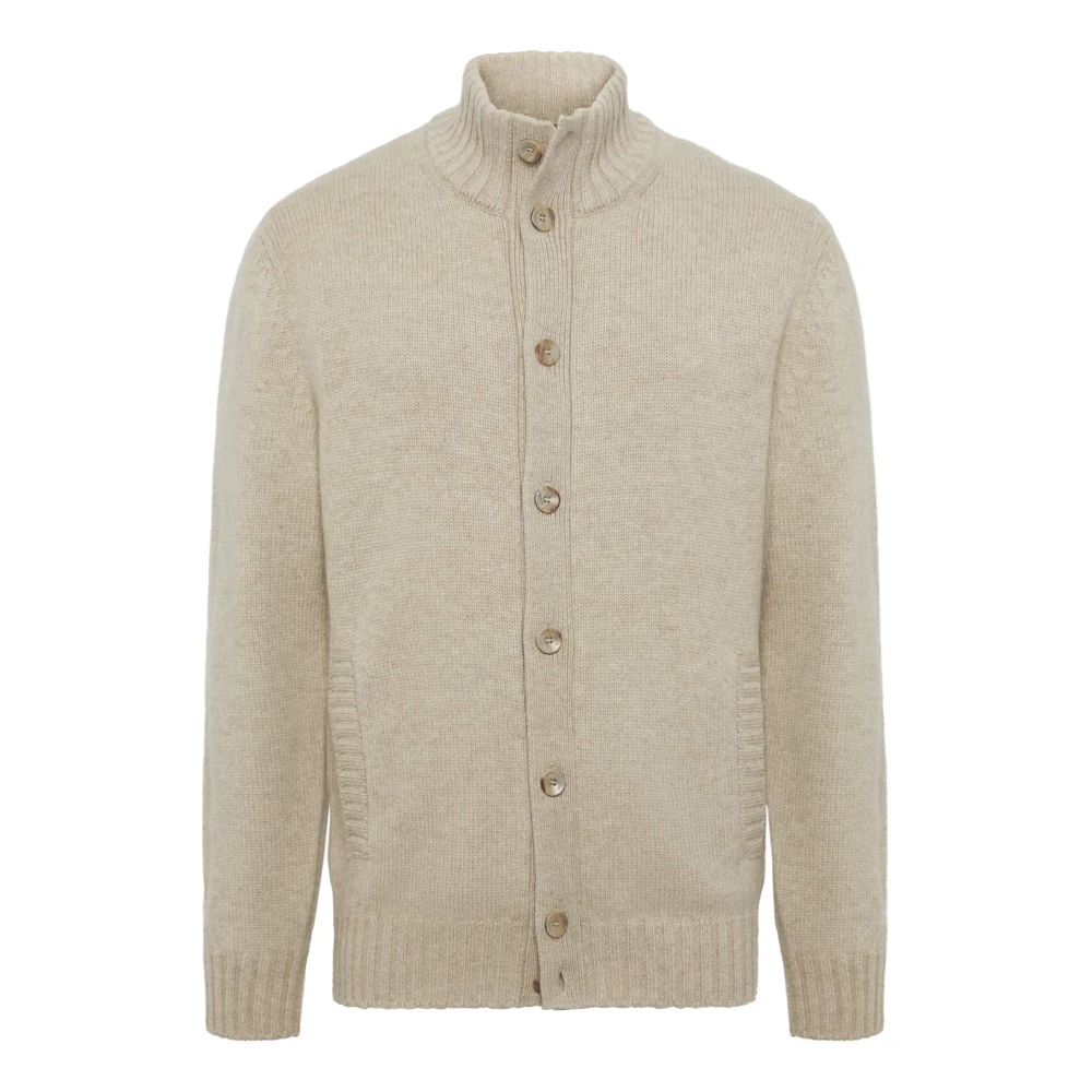 Boggi Milano Herren Beige Kaschmir-Strickcardigan