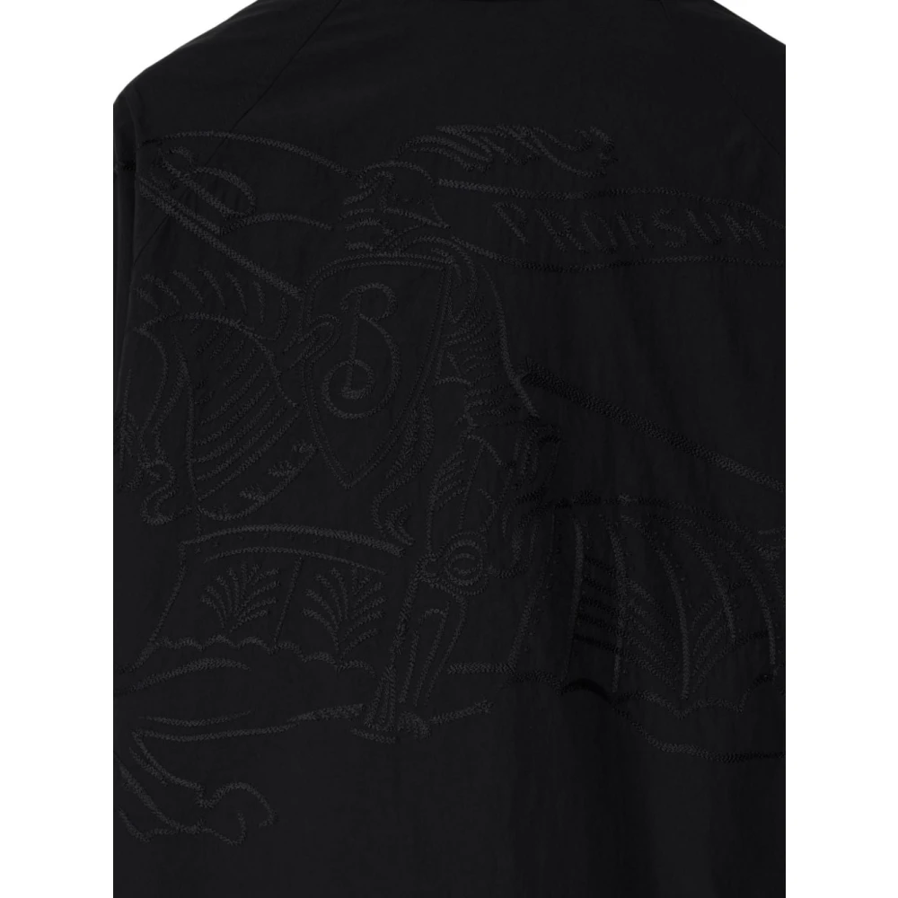 Burberry Zwarte Jas met reliëfprint en Ritssluiting Black Heren
