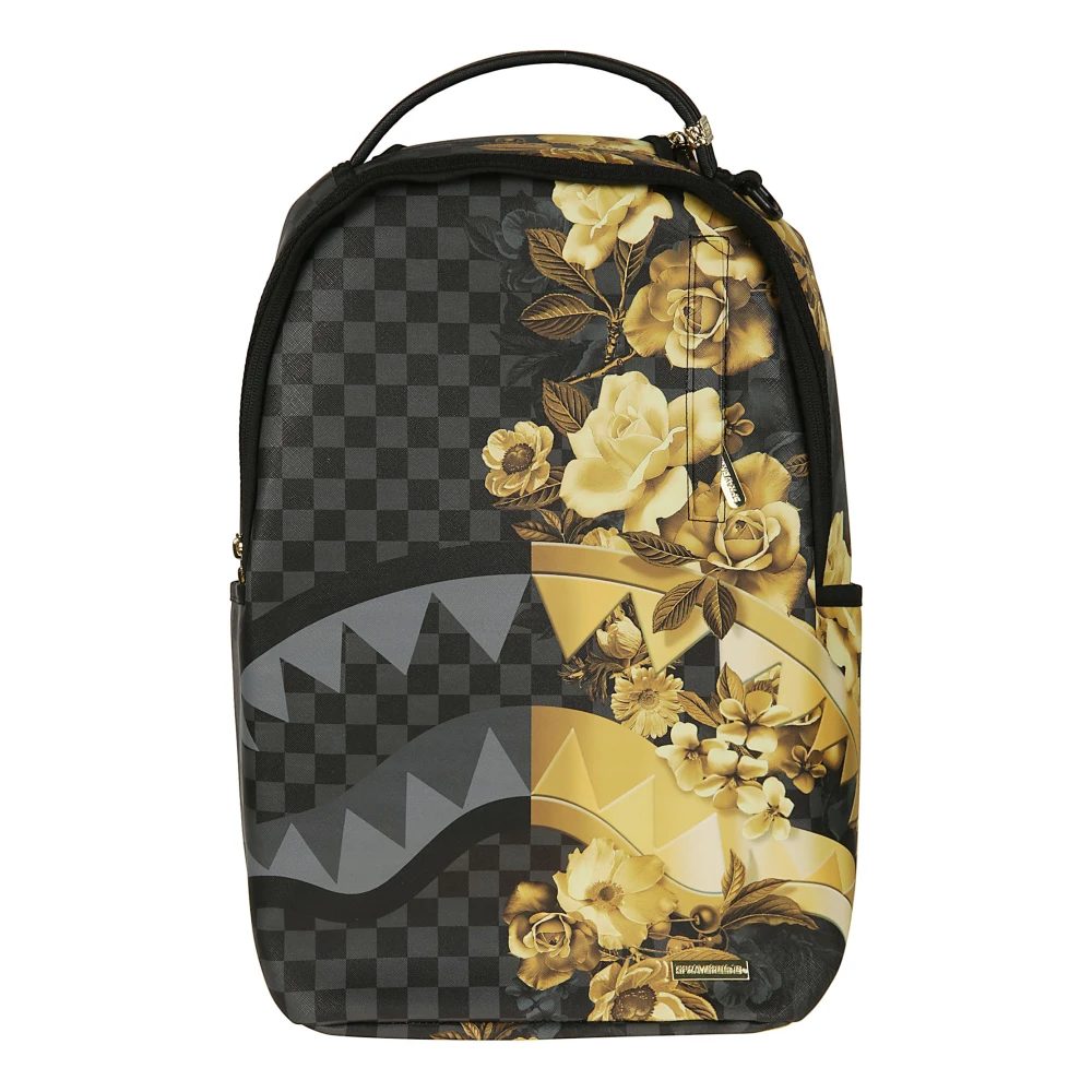 Sprayground Men's Black Backpacks, One Size, Gold Floral Remix Backpack