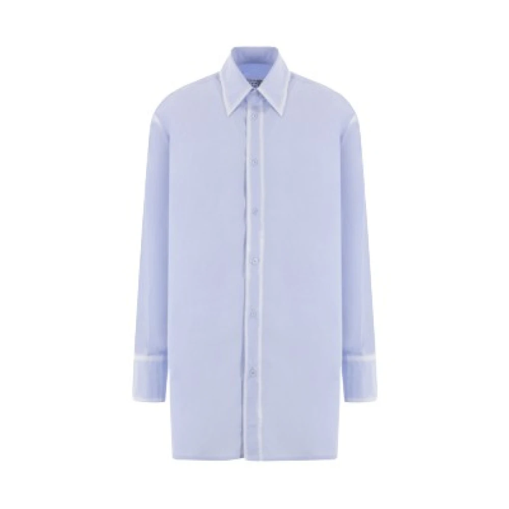 MM6 Maison Margiela Blauwe Oversized Katoenen Poplin Shirt met Vervaagde Details Blue Heren