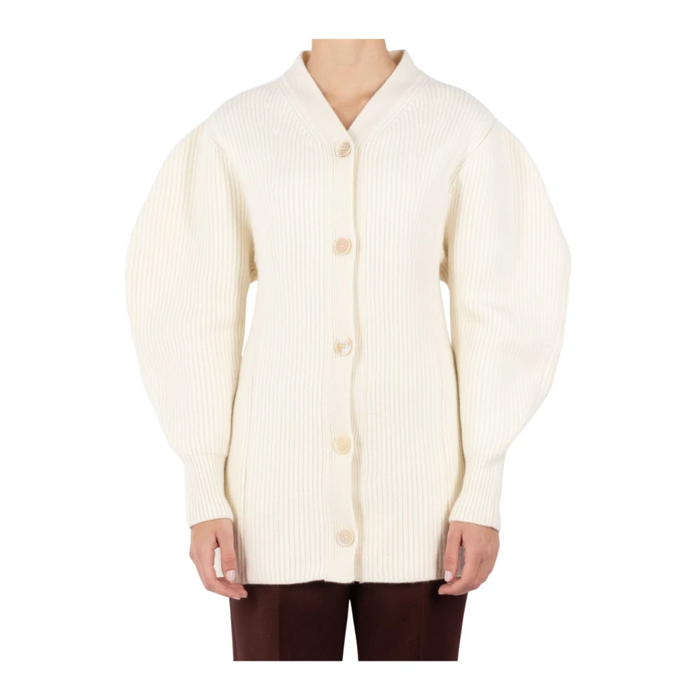 Jil Sander Gesso Ull Cardigan White, Dam