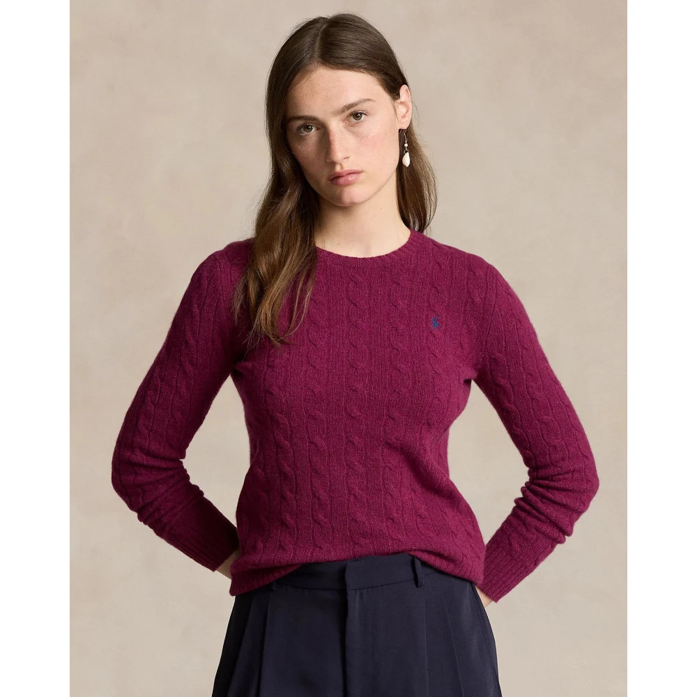 Polo Ralph Lauren Wollen en Kasjmier Gevlochten Trui Red Dames