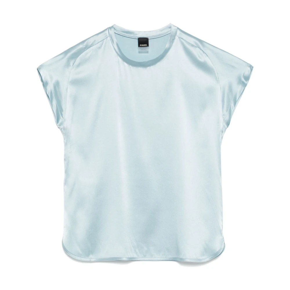 Pinko Women's Blue Crew Neck Short Sleeve Shirt - Blouses - Xs - Blouses & Shirts