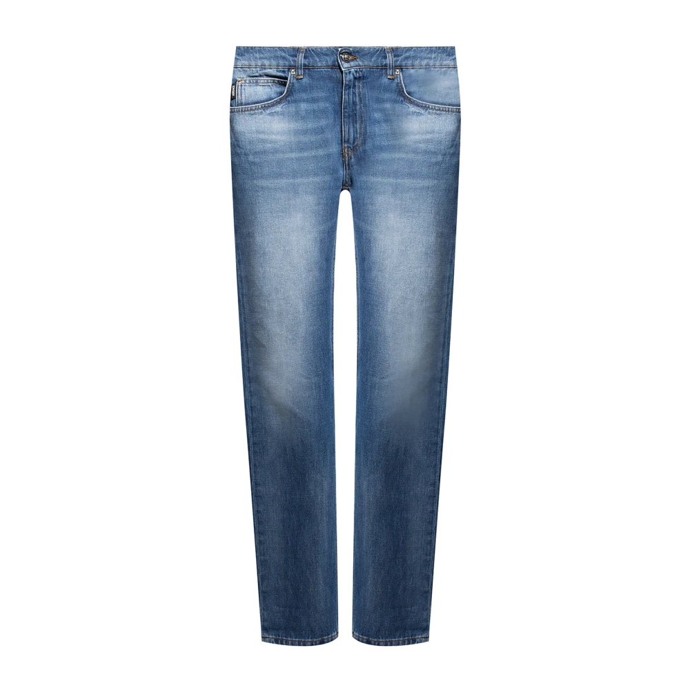 Versace Men's Blue Cotton Logo Denim Jeans - Straight Fit Jeans - W32 - Jeans